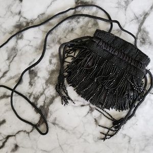 Small beaded fringe festival crossbody purse